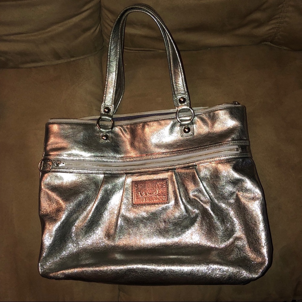 Large Silver Coach Bag!